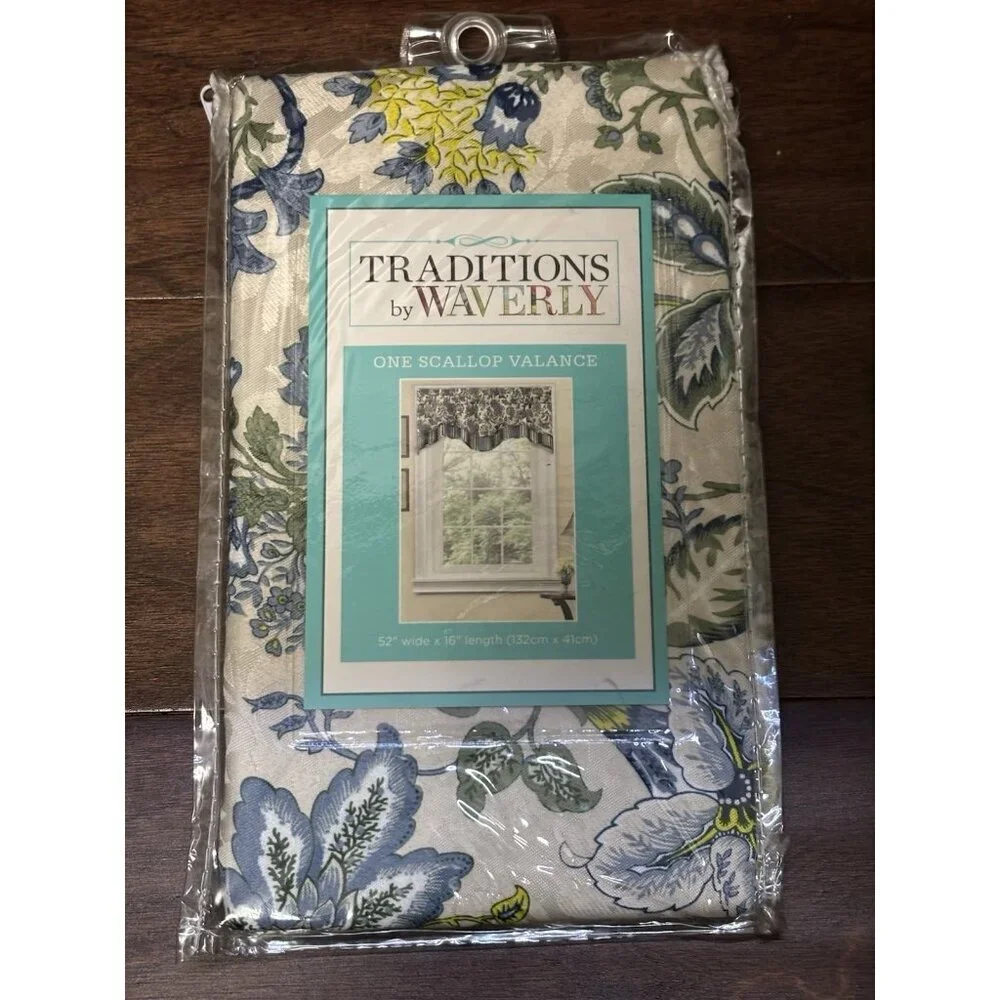 Traditions by Waverly Navarra Antique Scallop Valance Rod Pocket 52